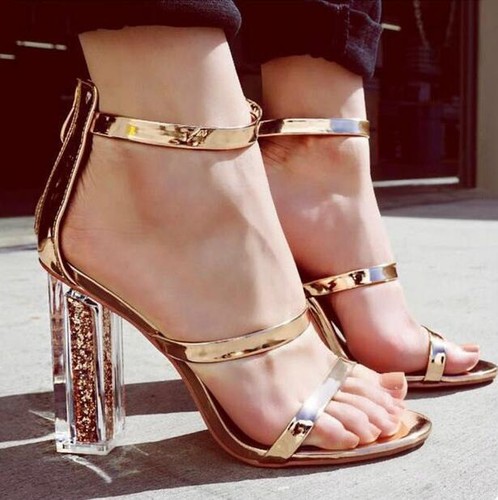 transparent block heel sandals